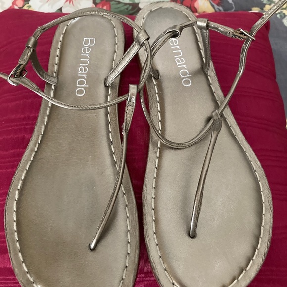 Bernardo Shoes - Bernardo metallic thongs w/ankle straps, sz. 9, $50